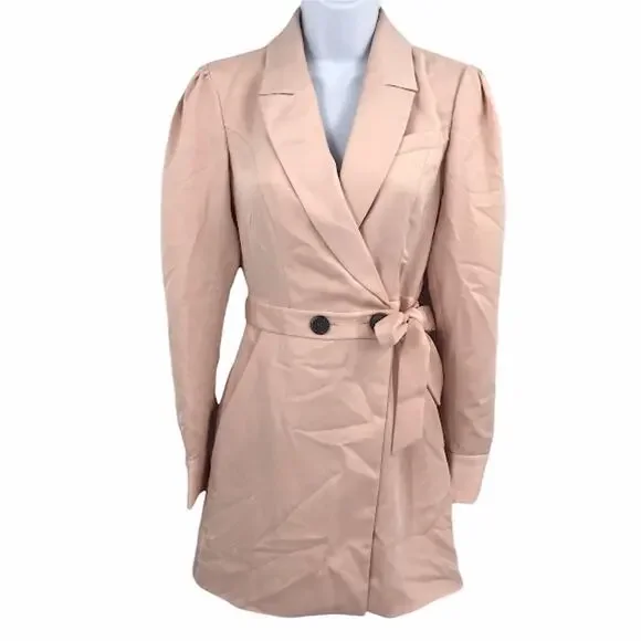 Marissa Webb Asher Satin Crepe Blazer Dress XS Double Breasted Tie-Waist NWD